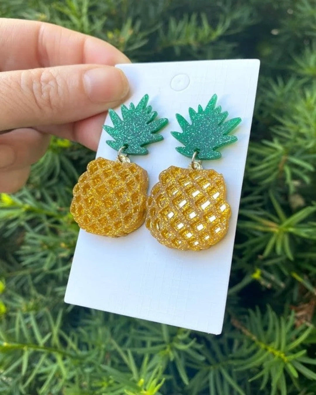 Pineapple Glitter Acrylic Earrings 3 Pineapple Glitter Acrylic Earrings