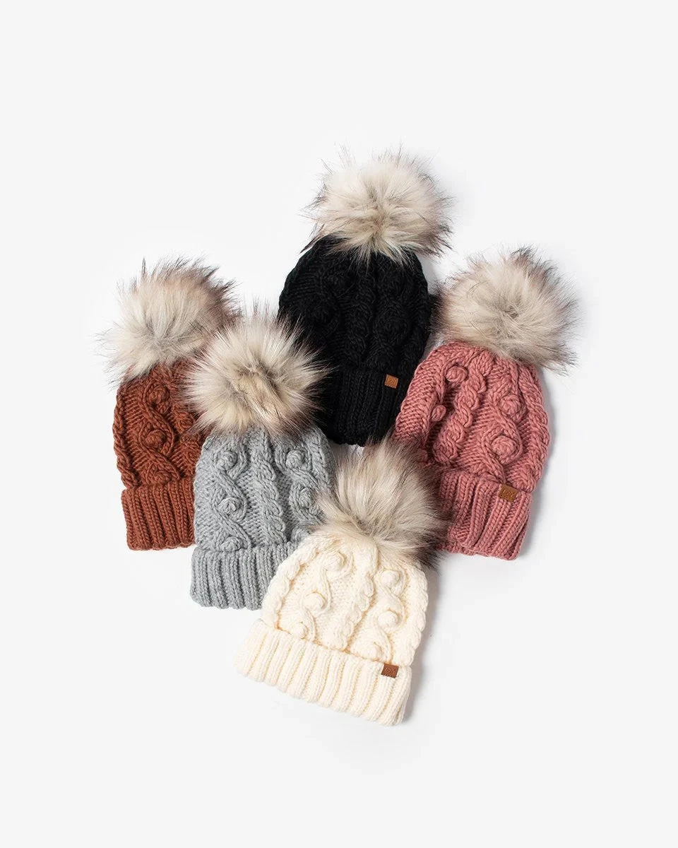 Popcorn Trim Knit Beanie 3 Popcorn Trim Knit Beanie