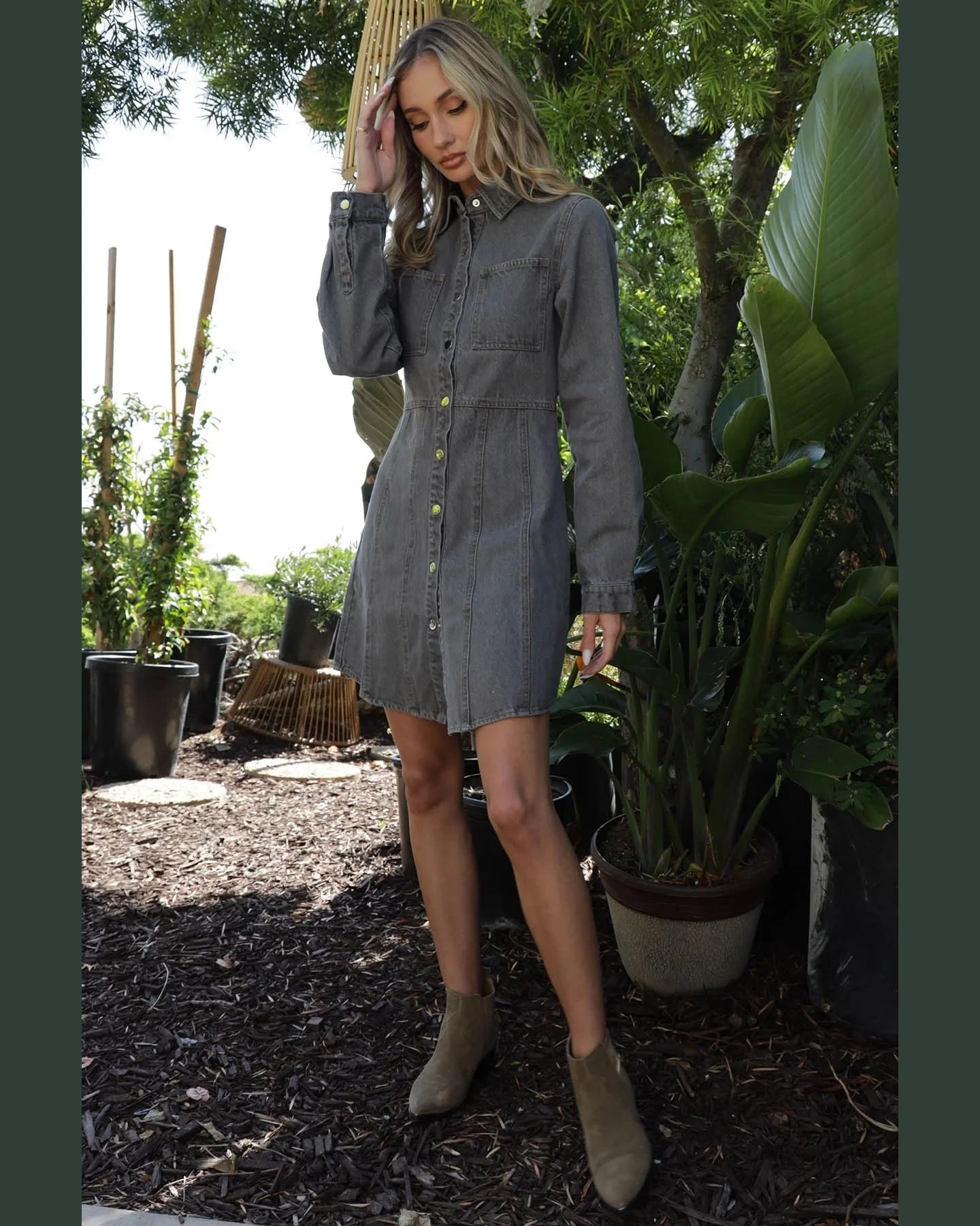 Button Down Denim Dress 3 Button Down Denim Dress