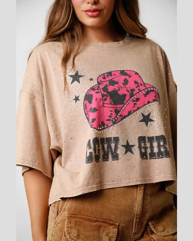 Cowgirl Acid Wash Crop Tee 4 Cowgirl Acid Wash Crop Tee - Image 2