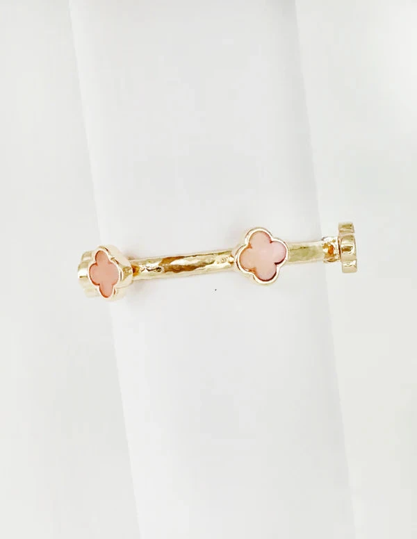 Pink Stone Clover Bracelet 3 Pink Stone Clover Bracelet