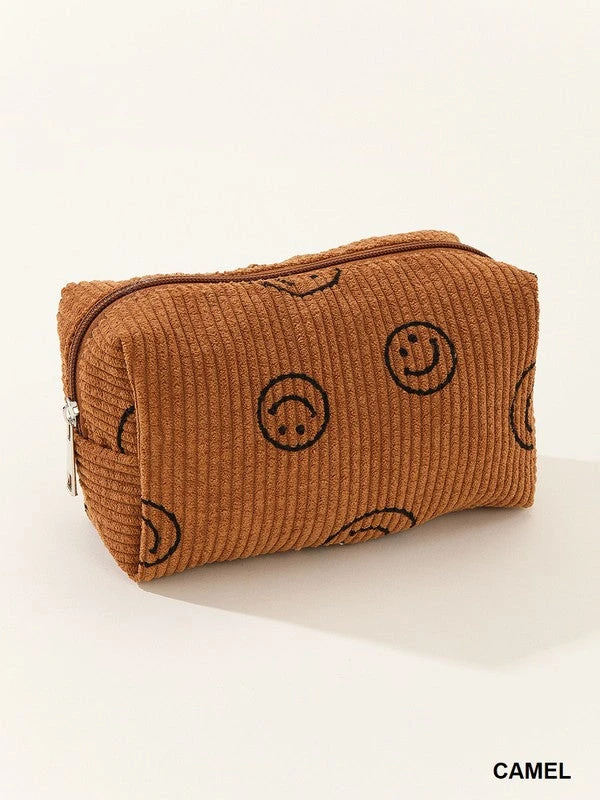 Corduroy Smiley Face Cosmetic Pouch 5 Corduroy Smiley Face Cosmetic Pouch - Image 3