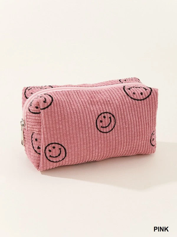 Corduroy Smiley Face Cosmetic Pouch 7 Corduroy Smiley Face Cosmetic Pouch - Image 5