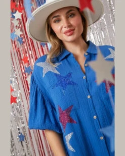 Rhinestone Star Shirt Dress