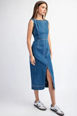 Sleeveless Denim Midi Dress -Women Fashion 21463787 1283bb12 3806 48c0 b4b8 4743ea22d517