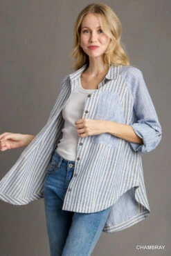 Mixed Stripe Button Down Top 12 Mixed Stripe Button Down Top -Women Fashion 21551411 c1e7d2c7 a1ff 4bde ae4e e04402c84d81