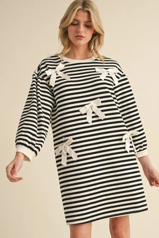 Striped Mini Bow Dress 3 Striped Mini Bow Dress