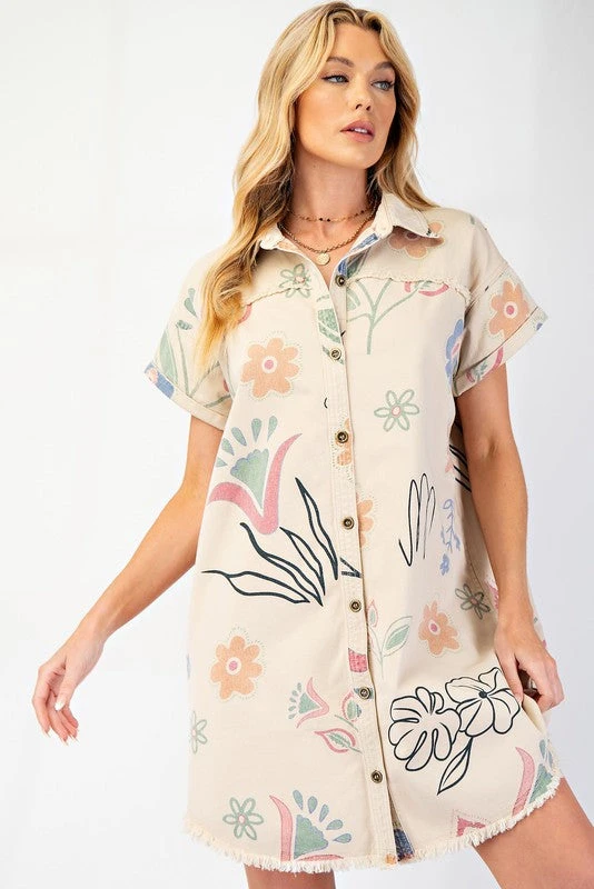 Floral Twill Shirt Dress 3 Floral Twill Shirt Dress