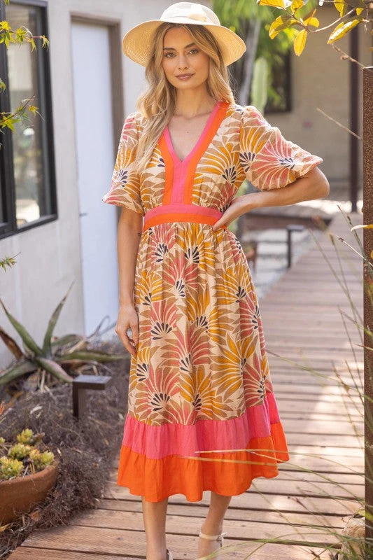 Palm Color Block Midi Dress 3 Palm Color Block Midi Dress