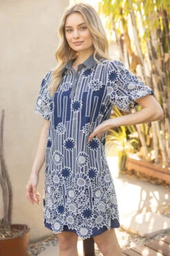 Floral Bubble Sleeve Dress