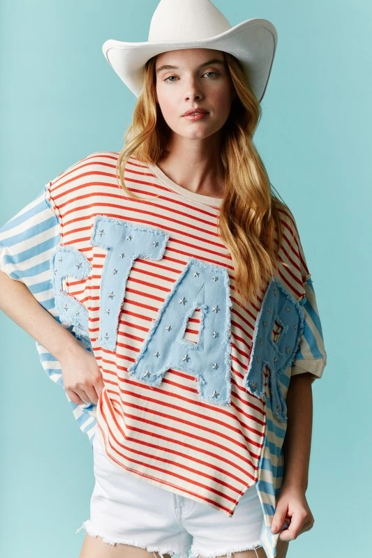 Star Patch Stripe Top 3 Star Patch Stripe Top