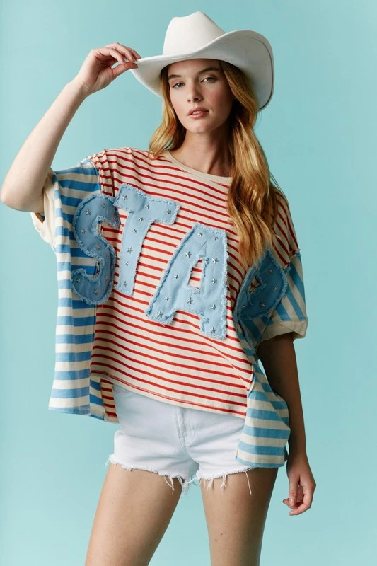 Star Patch Stripe Top 4 Star Patch Stripe Top - Image 2