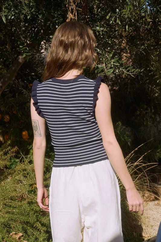 Stripe Ruffle Sleeve Tank 6 Stripe Ruffle Sleeve Tank - Image 4