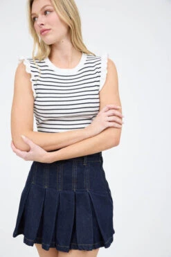 Stripe Ruffle Sleeve Tank
