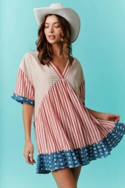 Americana V Neck Dress