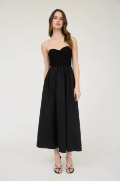 Strapless Front Twist Midi Dress