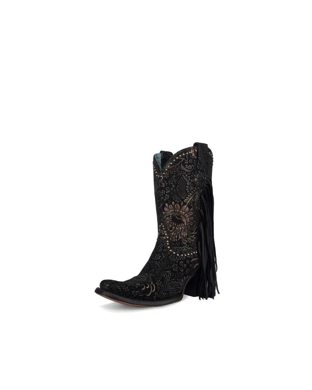 Corral Boots Black And Gold Floral Suede Boot 3 Corral Boots Black And Gold Floral Suede Boot