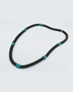 Turquoise And Silver Disc Necklace