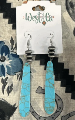 Turquoise Slab With Faux Navajo Pearl Earrings