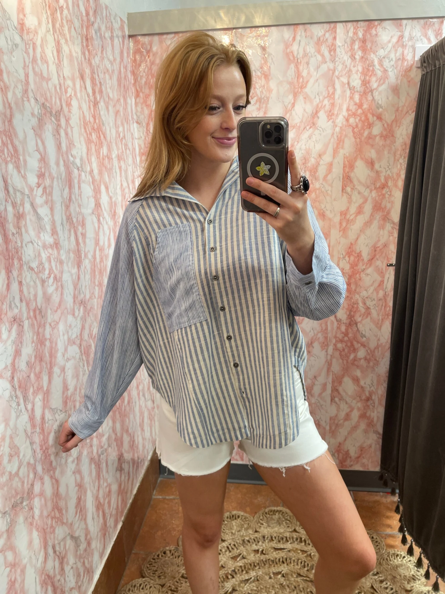 Mixed Stripe Button Down Top 3 Mixed Stripe Button Down Top