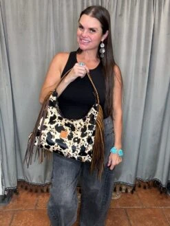 Cowhide Conceal Carry Large Hobo Bag