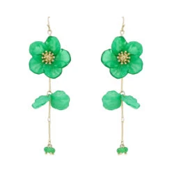 Flower Drop Earrings -Women Fashion AE5489GRN
