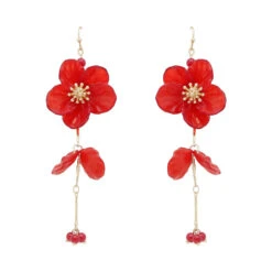 Flower Drop Earrings -Women Fashion AE5489RED