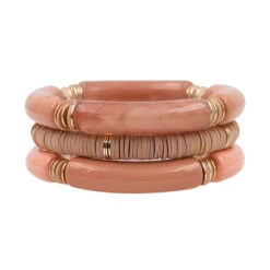 Bamboo Acrylic Stretch Bracelet Set 9 Bamboo Acrylic Stretch Bracelet Set -Women Fashion B 1371PK AB3371BPINK 2T