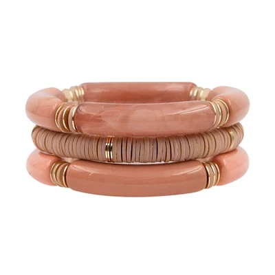 Bamboo Acrylic Stretch Bracelet Set 5 Bamboo Acrylic Stretch Bracelet Set - Image 3