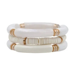 Bamboo Acrylic Stretch Bracelet Set