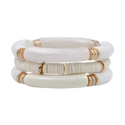 Bamboo Acrylic Stretch Bracelet Set 3 Bamboo Acrylic Stretch Bracelet Set