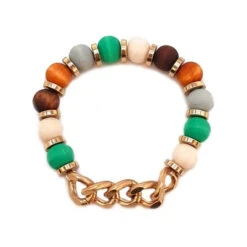 Gold And Wood Stretch Bracelet 7 Gold And Wood Stretch Bracelet -Women Fashion B 1379LMUL BW7676MU2 2T 1