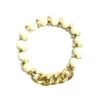 Gold And Wood Stretch Bracelet -Women Fashion B 1379N BW7676IV 2T 1