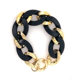 Thick Gold Chain Bracelet -Women Fashion B 1417BK OBW1977GDBK 2T