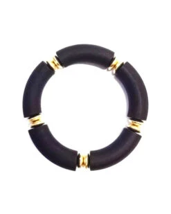 Bead And Gold Disc Stretch Bracelet