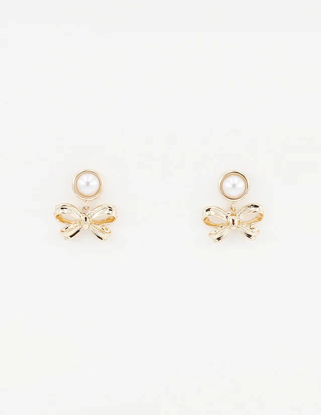 Pearl Stud Bow Earrings 3 Pearl Stud Bow Earrings