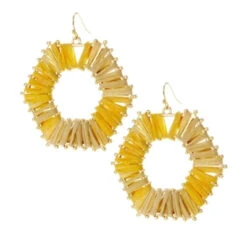 Geometric Raffia Earrings -Women Fashion E 1174YL 26419JOM G 2T