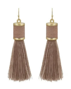 Leather Tassel Earring 9 Leather Tassel Earring -Women Fashion E 1183PK QE1879D Pink 2