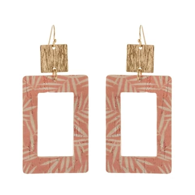 Rectangle And Printed Cork Earrings 4 Rectangle And Printed Cork Earrings - Image 2