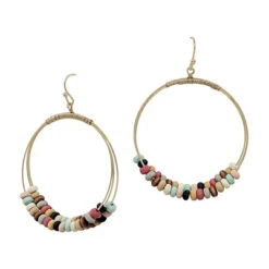 Layered Beaded Hoop Earrings -Women Fashion E 2404MUL EME1597MULTI 2T