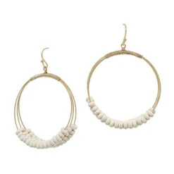 Layered Beaded Hoop Earrings -Women Fashion E 2404WH EME1597WHITE 2T