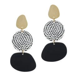 Three Drop Earrings -Women Fashion E 2405BK EME1602BLK 2T