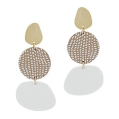 Three Drop Earrings -Women Fashion E 2405WH EME1602WHITE 2T