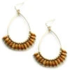Gold Teardrop With Wooden Beads Earrings 2 Gold Teardrop With Wooden Beads Earrings -Women Fashion E 2597BR EW71004BRN 2T