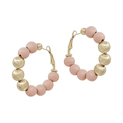 Wood Beaded And Textured Gold Earrings 5 Wood Beaded And Textured Gold Earrings - Image 3