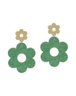 Flower Drop Earring 7 Flower Drop Earring -Women Fashion E 2908MT EME2266GRN MG 2T