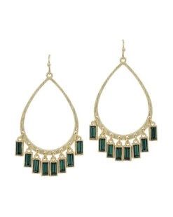 Teardrop Earrings With Rectangle Crystals
