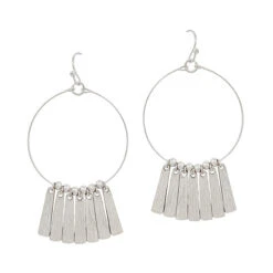 Open Circle With Bar Accents Earrings -Women Fashion E 3182S EME2806WS 2