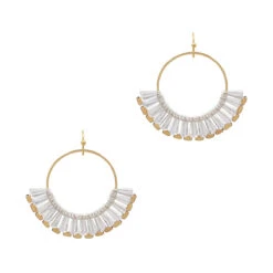 Crystals On Open Circle Earrings 7 Crystals On Open Circle Earrings -Women Fashion E 3189WH AE4461WHT 2