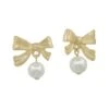 Bow Pearl Earrings 1 Bow Pearl Earrings -Women Fashion EME4774CRM GD